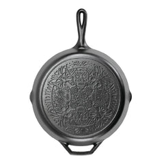12 Inch Seasoned Cast Iron Butterfly Sugar Skull Skillet